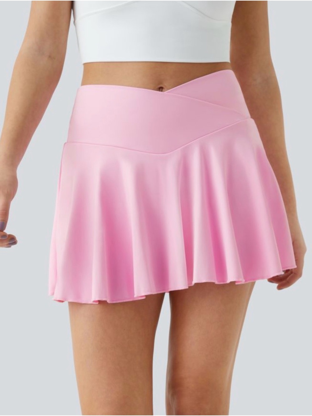 HALARA Pink Crosswaist Skater Skirt